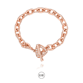 Atlantis Diamond Chain Bracelet with Pavé Trillion Toggle Rose Gold 6.5"  by Logan Hollowell Jewelry