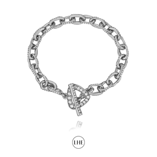 Atlantis Diamond Chain Bracelet with Pavé Trillion Toggle White Gold 6.5"  by Logan Hollowell Jewelry