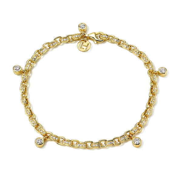 Petite Diamond Chain Gypsy Roma Bracelet Yellow Gold 6" by Logan Hollowell Jewelry