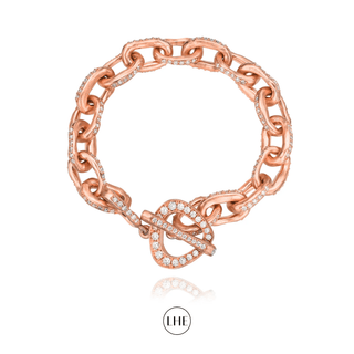 Large Atlantis Diamond Chain Bracelet with Pavé Trillion Toggle Rose Gold 6.5"  by Logan Hollowell Jewelry