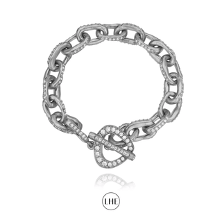 Large Atlantis Diamond Chain Bracelet with Pavé Trillion Toggle White Gold 6.5"  by Logan Hollowell Jewelry