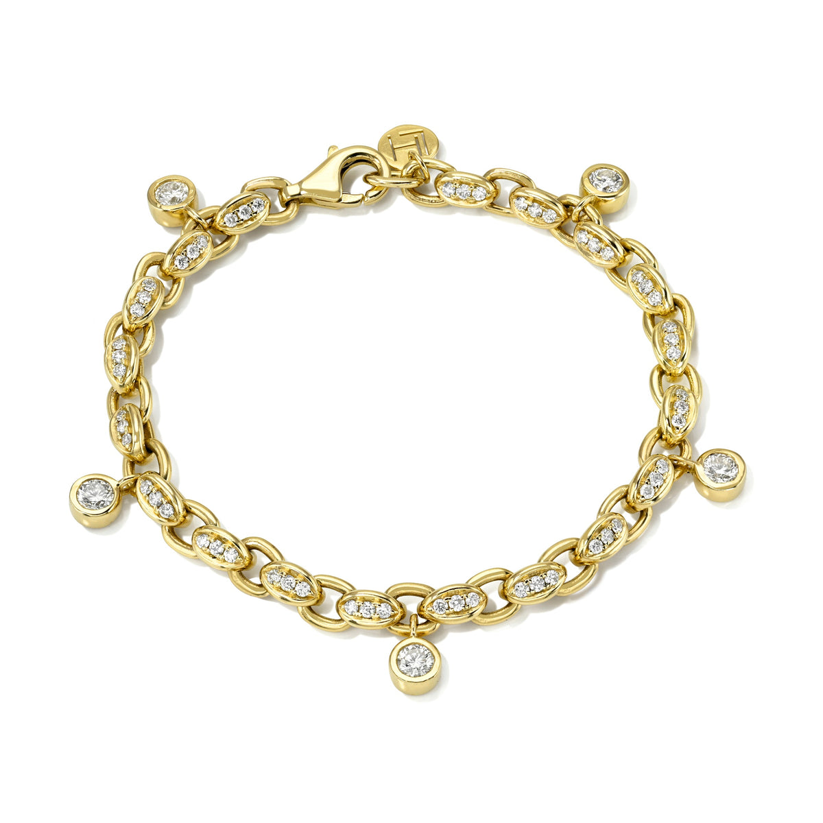 Classic Diamond Chain Gypsy Roma Bracelet | Ready to Ship Yellow Gold 6.5" by Logan Hollowell Jewelry