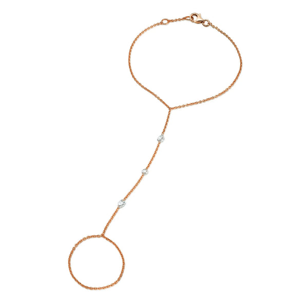 Eau de Rose Cut 3 Diamond Hand Chain Rose Gold by Logan Hollowell Jewelry