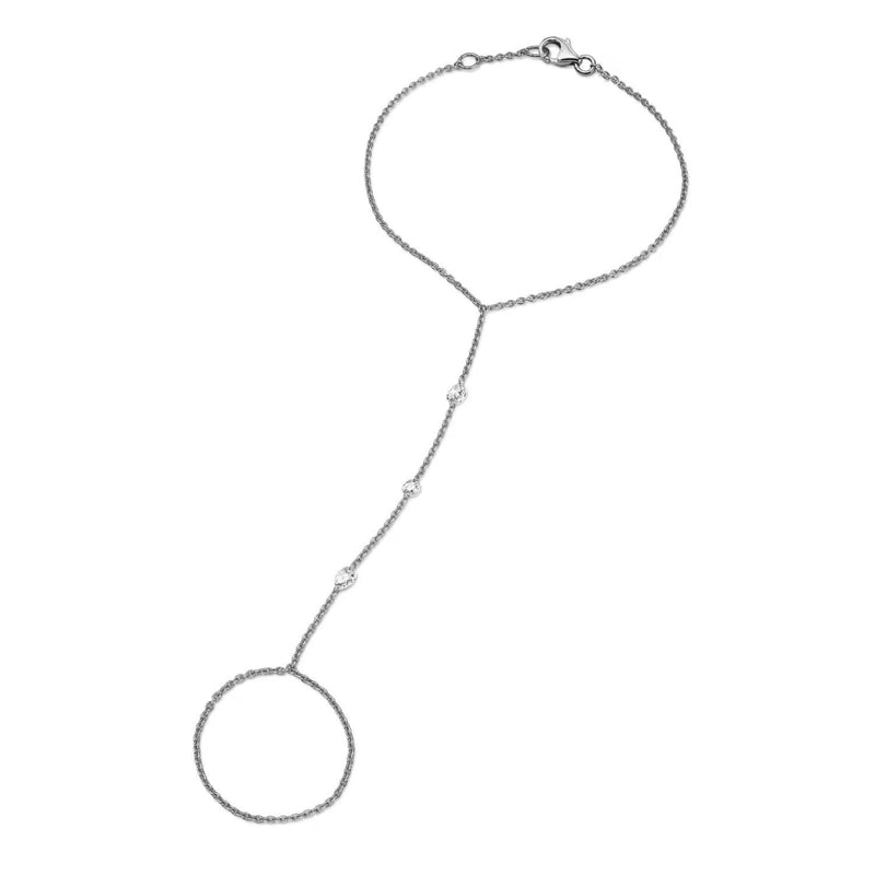 Eau de Rose Cut 3 Diamond Hand Chain White Gold by Logan Hollowell Jewelry
