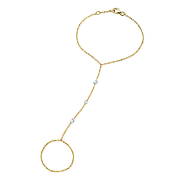 Eau de Rose Cut 3 Diamond Hand Chain Yellow Gold by Logan Hollowell Jewelry