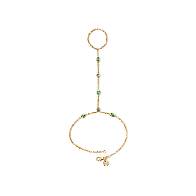 Fancy Diana Emerald Hand Chain Rose Gold by Logan Hollowell Jewelry