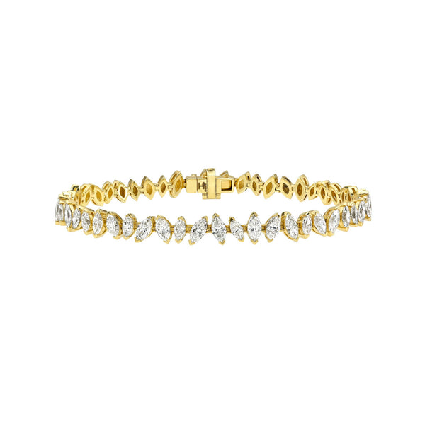 Dancing Marquise Diamond Bracelet Yellow Gold 6.5" by Logan Hollowell Jewelry
