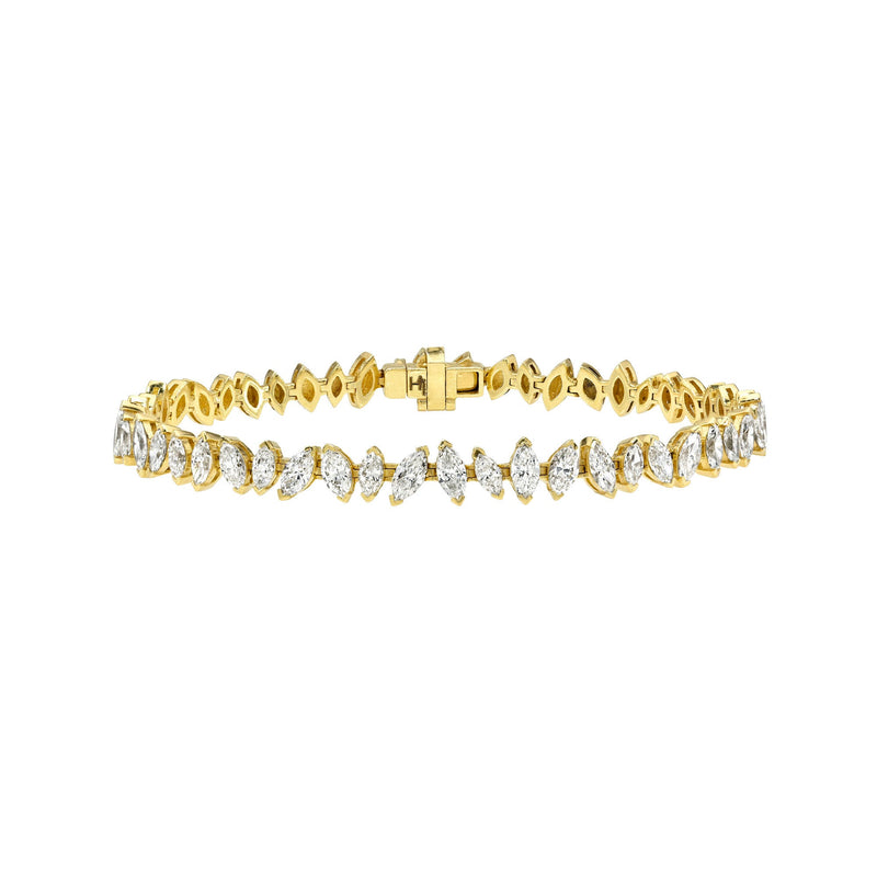 Dancing Marquise Diamond Bracelet Yellow Gold 6.5" by Logan Hollowell Jewelry