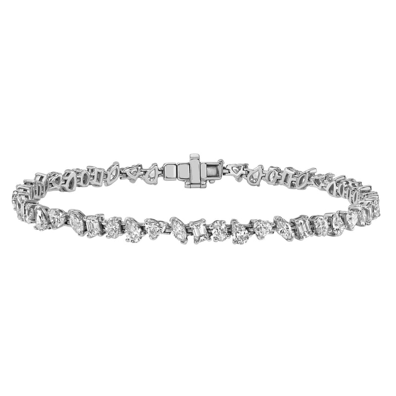 Petite Fortuna Diamond Bracelet White Gold 6.5" by Logan Hollowell Jewelry