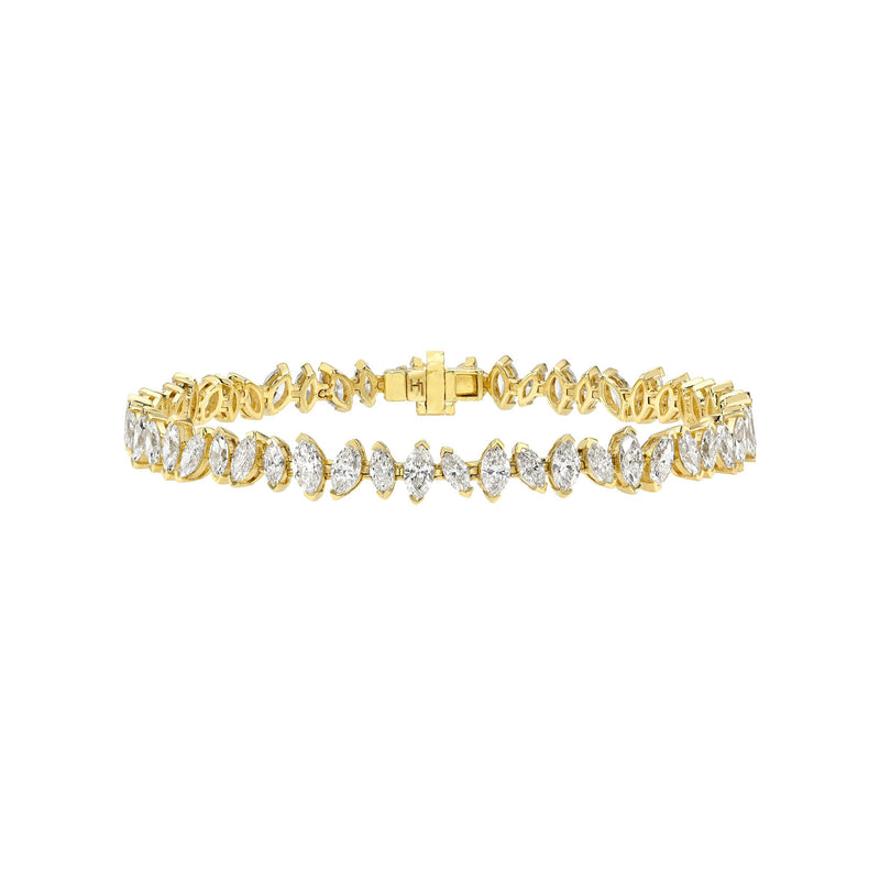 Dancing Marquise Diamond Bracelet Yellow Gold 6.5" by Logan Hollowell Jewelry