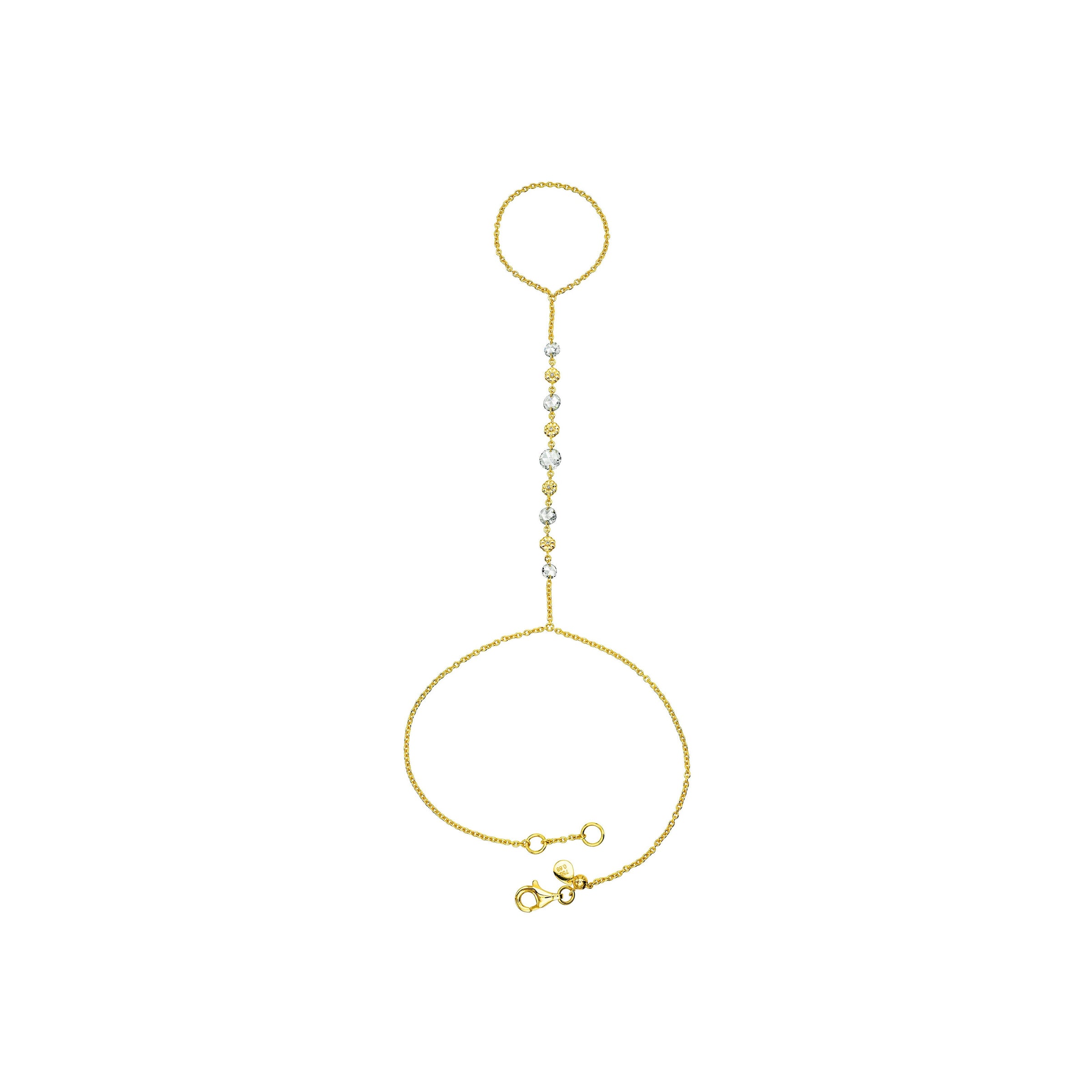 Rose Cut Daisy Hand Chain Yellow Gold by Logan Hollowell Jewelry