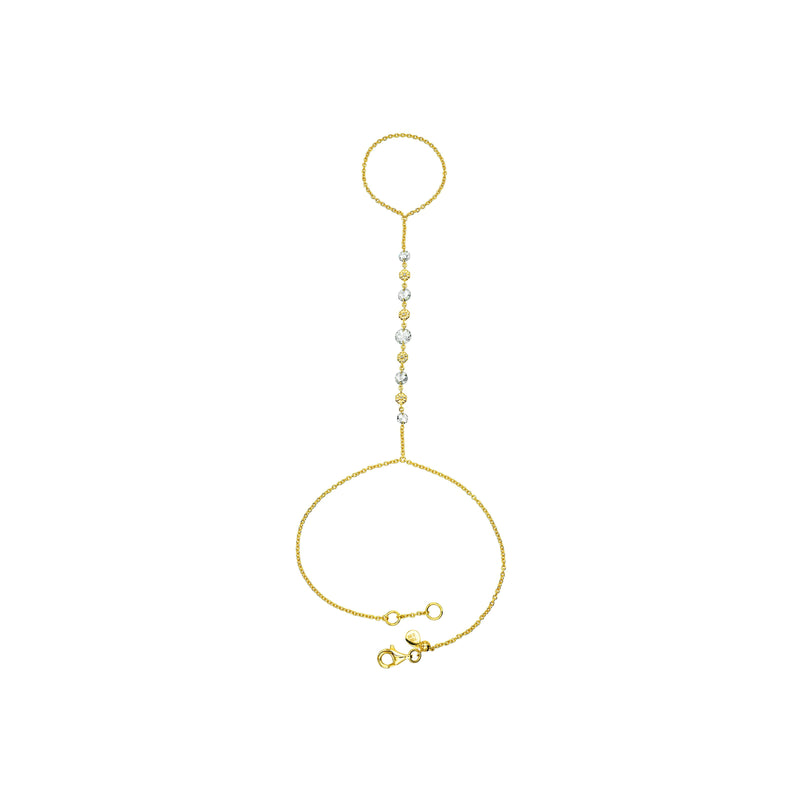 Rose Cut Daisy Hand Chain Yellow Gold by Logan Hollowell Jewelry