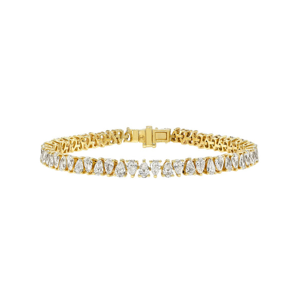 Diamond Line Reverse Water Drop Bracelet 18K Yellow Gold 6.5" by Logan Hollowell Jewelry