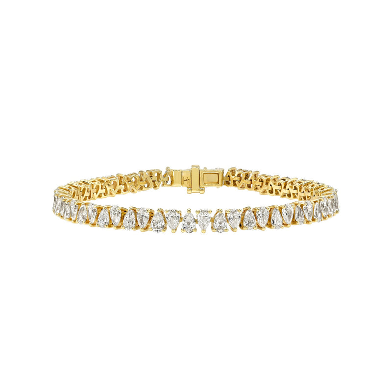 Diamond Line Reverse Water Drop Bracelet 18K Yellow Gold 6.5" by Logan Hollowell Jewelry