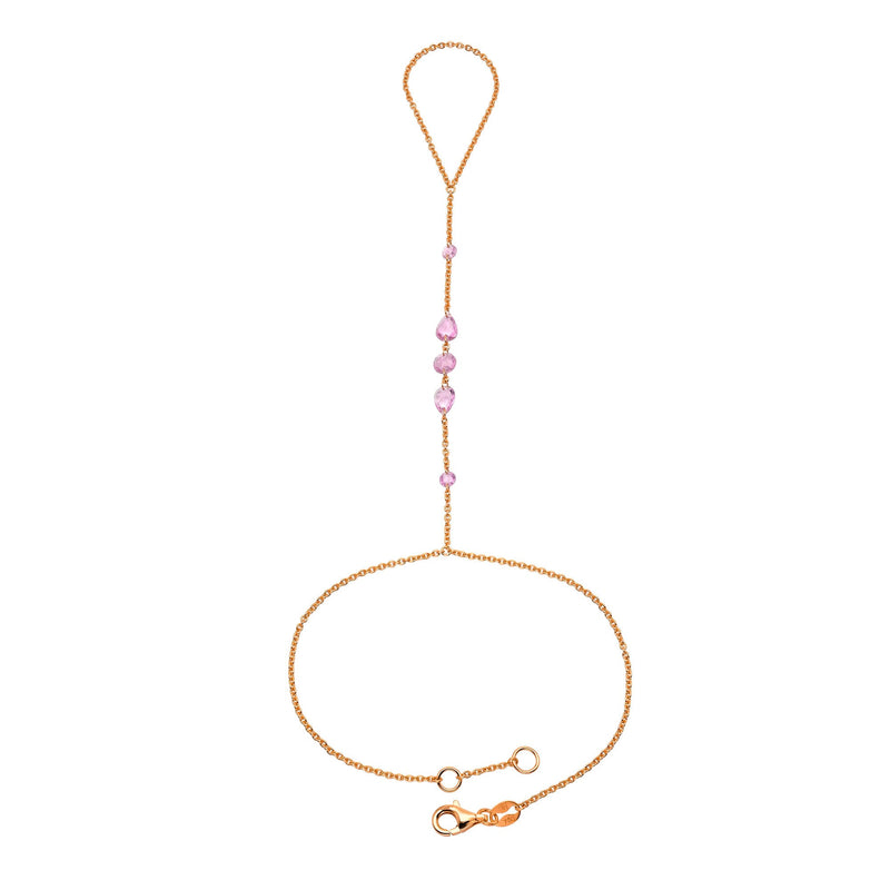 Eau De Rose Cut Iris Pink Sapphire Hand Chain Rose Gold by Logan Hollowell Jewelry