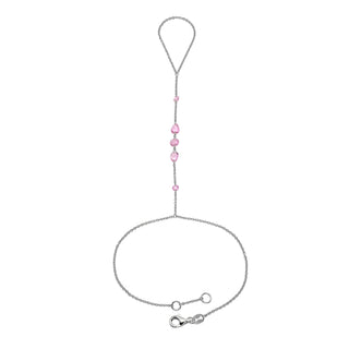 Eau De Rose Cut Iris Pink Sapphire Hand Chain White Gold by Logan Hollowell Jewelry