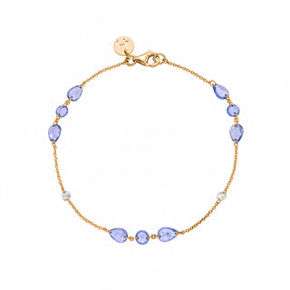 Eau de Rose Cut Blue Sapphire Bracelet Rose Gold 6.5 by Logan Hollowell Jewelry