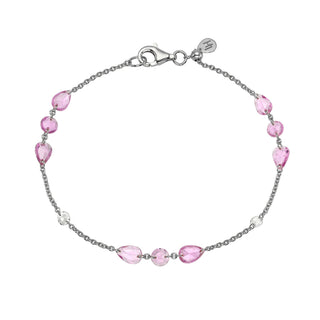 Eau De Rose Cut Iris Pink Sapphire and Diamond Bracelet White Gold 6.5" by Logan Hollowell Jewelry