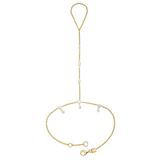 Eau de Rose Cut Briolette Gaia Hand Chain Yellow Gold by Logan Hollowell Jewelry