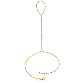Eau de Rose Cut Iris Diamond and Pearl Hand Chain Yellow Gold by Logan Hollowell Jewelry