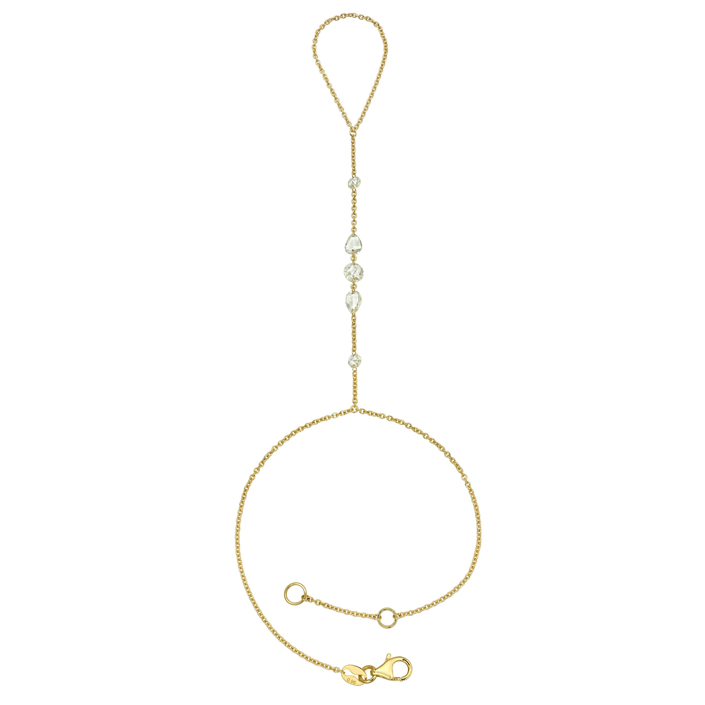 Eau de Rose Cut Iris Champagne Diamond Hand Chain Yellow Gold by Logan Hollowell Jewelry