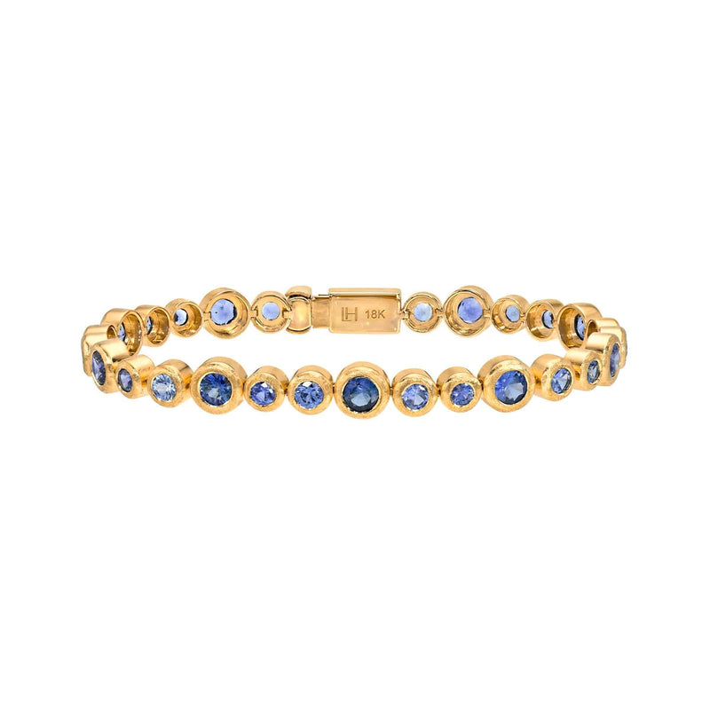 Blue Sapphire Bubble Bracelet Rose Gold 6.5" by Logan Hollowell Jewelry
