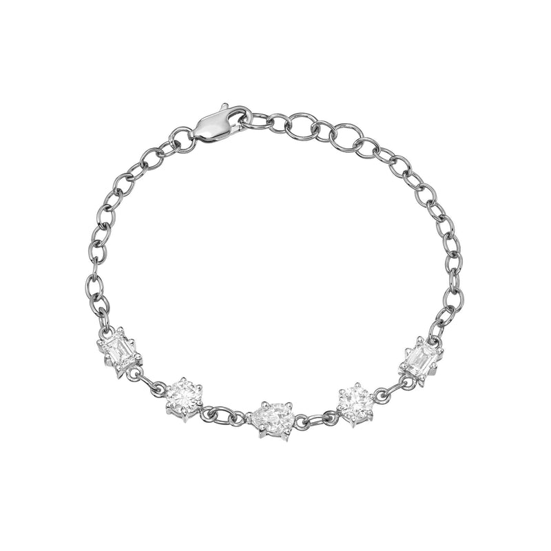 Solar Flare Mixed Cut Diamond Bracelet White Gold by Logan Hollowell Jewelry