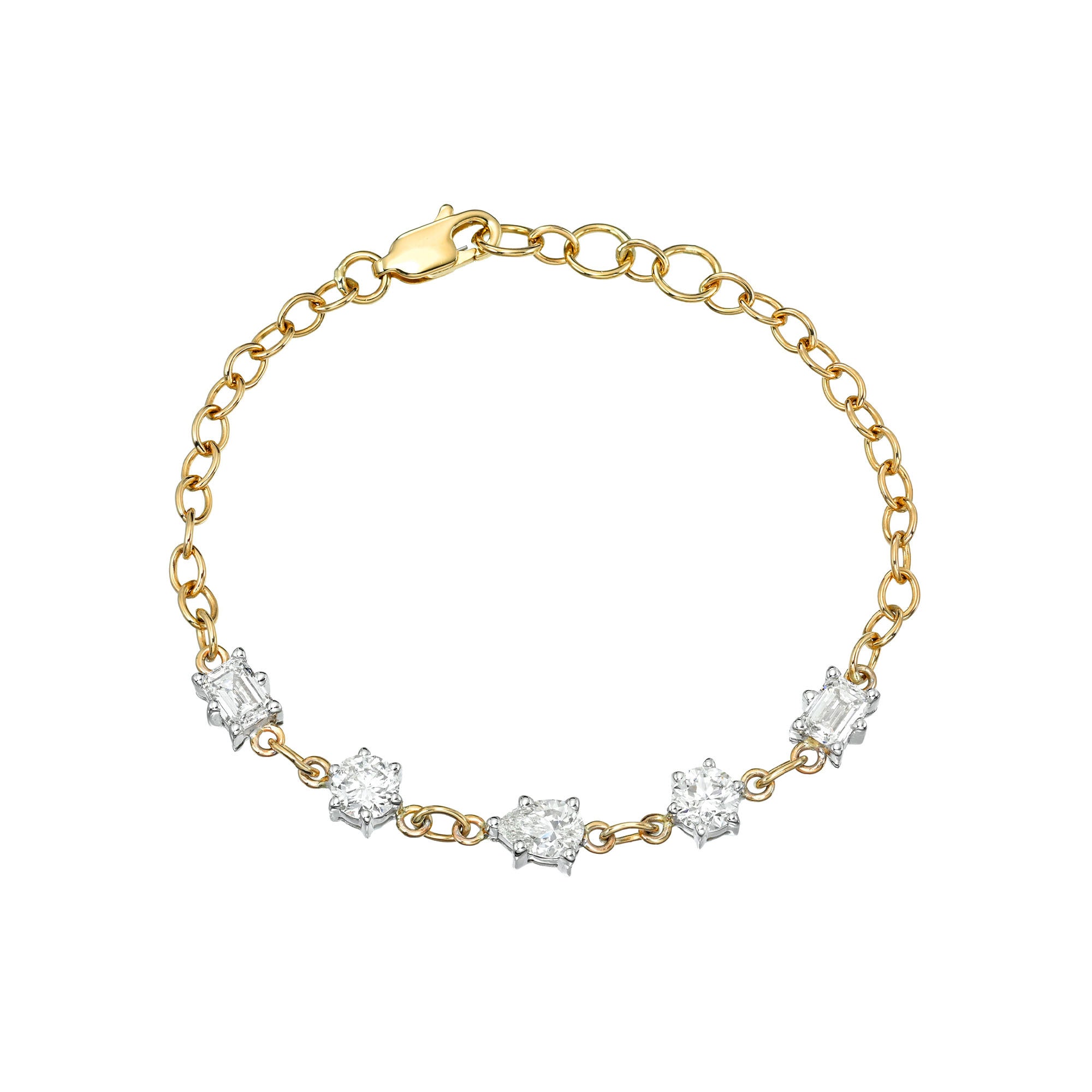 Solar Flare Mixed Cut Diamond Bracelet Yellow Gold by Logan Hollowell Jewelry