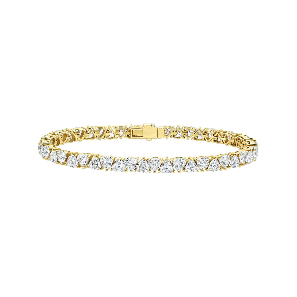 Trillion Diamond Tennis Bracelet Yellow Gold 6.5" by Logan Hollowell Jewelry
