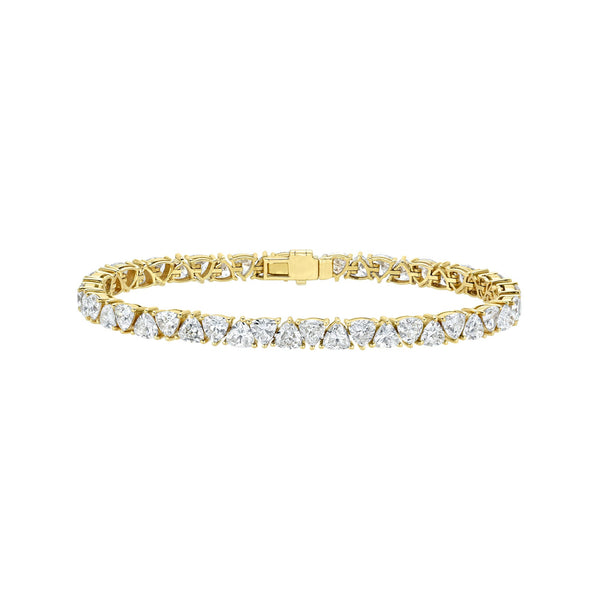 Trillion Diamond Tennis Bracelet Yellow Gold 6.5" by Logan Hollowell Jewelry