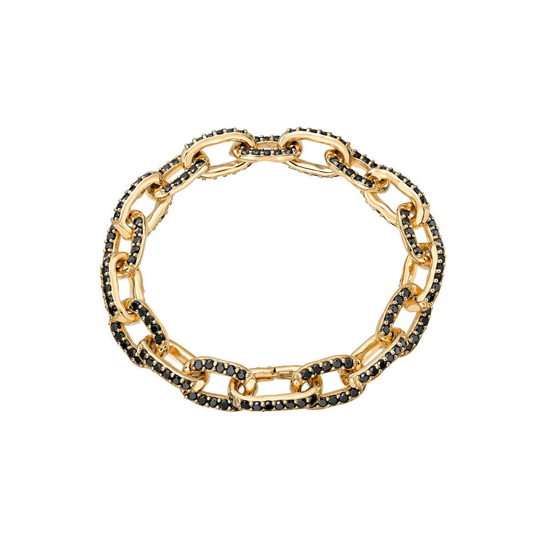 Poseidon Black Diamond Link Bracelet Yellow Gold 8.5" by Logan Hollowell Jewelry