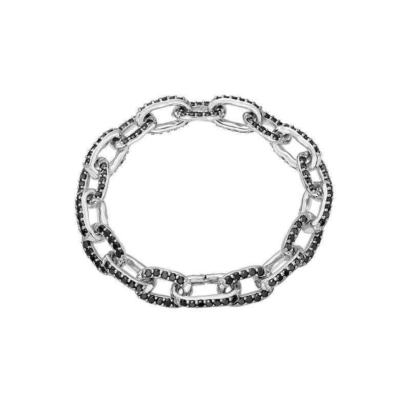 Poseidon Black Diamond Link Bracelet White Gold 7.5" by Logan Hollowell Jewelry