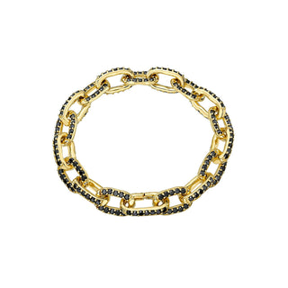 Poseidon Black Diamond Link Bracelet Yellow Gold 7.5" by Logan Hollowell Jewelry