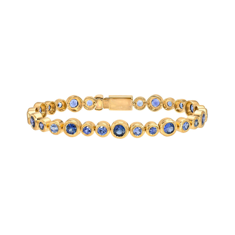 Blue Sapphire Bubble Bracelet Rose Gold 6.5" by Logan Hollowell Jewelry
