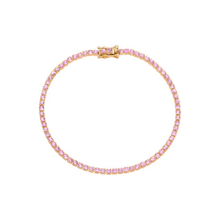 Petite Pink Sapphire Tennis Bracelet Rose Gold by Logan Hollowell Jewelry