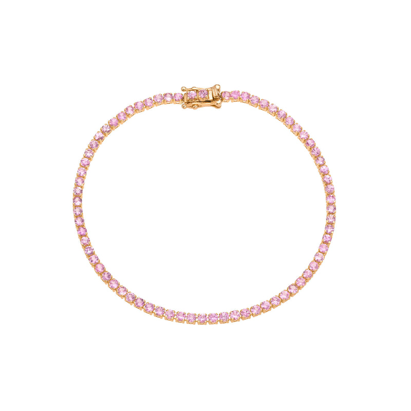 Petite Pink Sapphire Tennis Bracelet Rose Gold by Logan Hollowell Jewelry