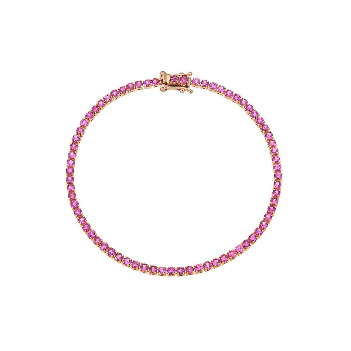 Petite Ruby Tennis Bracelet Rose Gold 6.0" by Logan Hollowell Jewelry