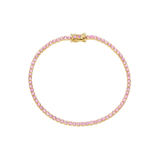 Petite Pink Sapphire Tennis Bracelet Yellow Gold by Logan Hollowell Jewelry