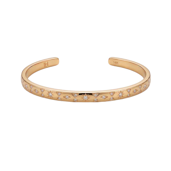 Petite Star Set Pavé Diamond Cuff Rose Gold by Logan Hollowell Jewelry
