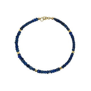 Men's Talisman Beaded Bracelet Sapphire Yellow Gold 7.5 by Logan Hollowell Jewelry