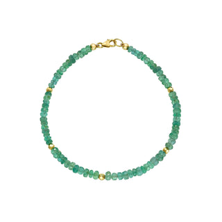 Men's Talisman Beaded Bracelet Emerald Yellow Gold 7.5 by Logan Hollowell Jewelry