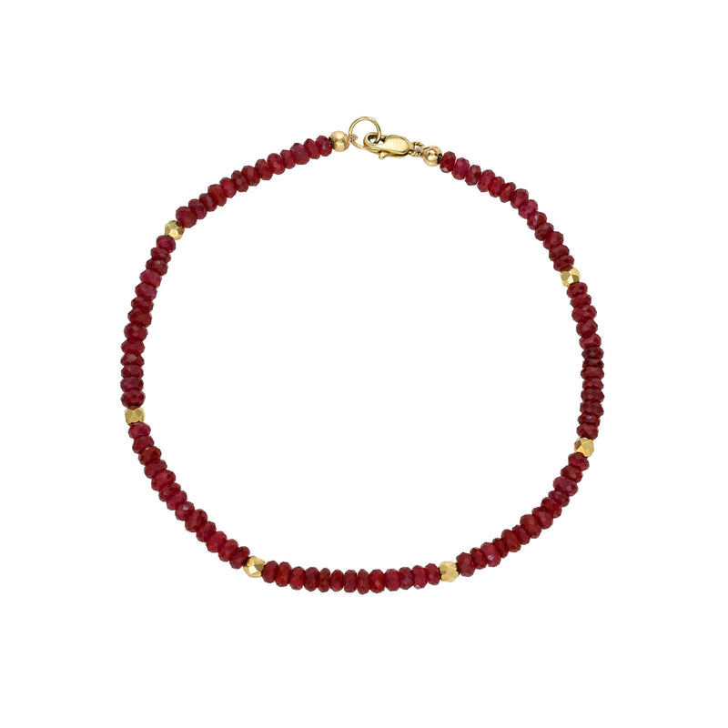 Men's Talisman Beaded Bracelet Ruby Yellow Gold 7.5 by Logan Hollowell Jewelry