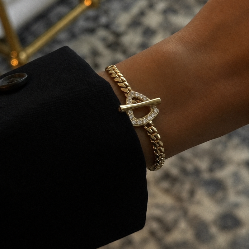 Pavé Diamond Trillion Toggle Bracelet