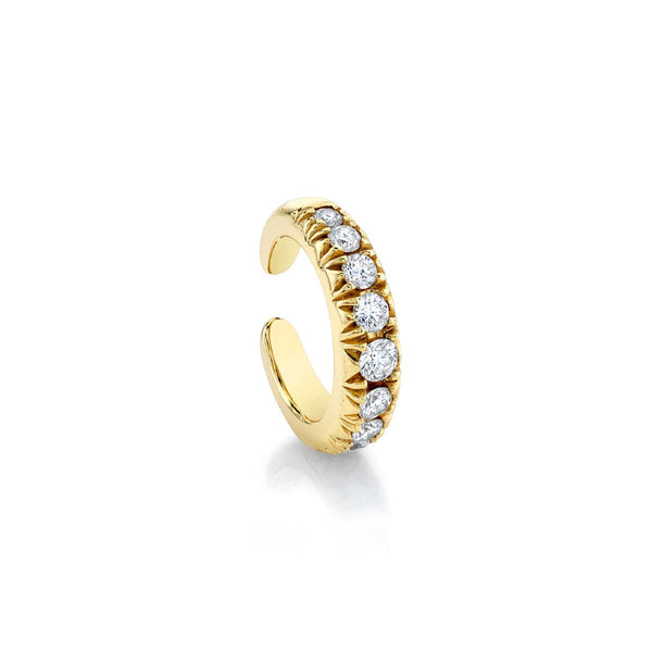 French Pave Graduated Diamond Ear Cuff 14k Yellow Gold by Logan Hollowell Jewelry