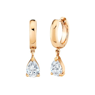 Pear Drop Diamond Huggies Rose Gold Pair by Logan Hollowell Jewelry