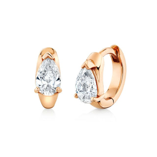 Petite Water Drop Diamond Huggies Rose Gold Pair by Logan Hollowell Jewelry