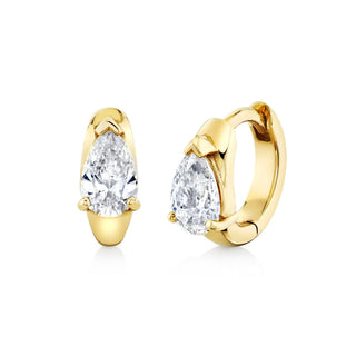 Petite Water Drop Diamond Huggies Yellow Gold Pair by Logan Hollowell Jewelry
