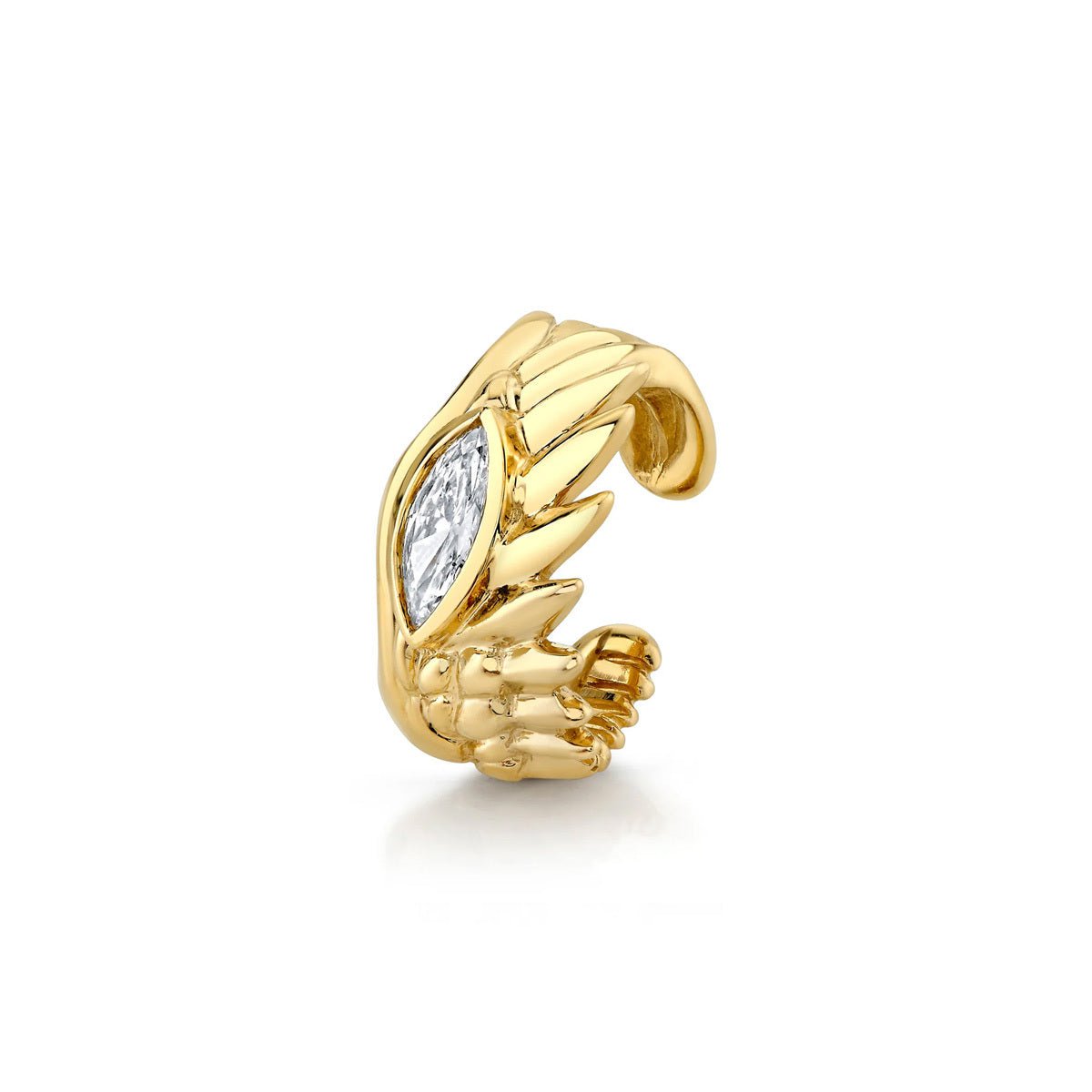 Diamond Angel Eye Wing Ear Cuff Yellow Gold by Logan Hollowell Jewelry