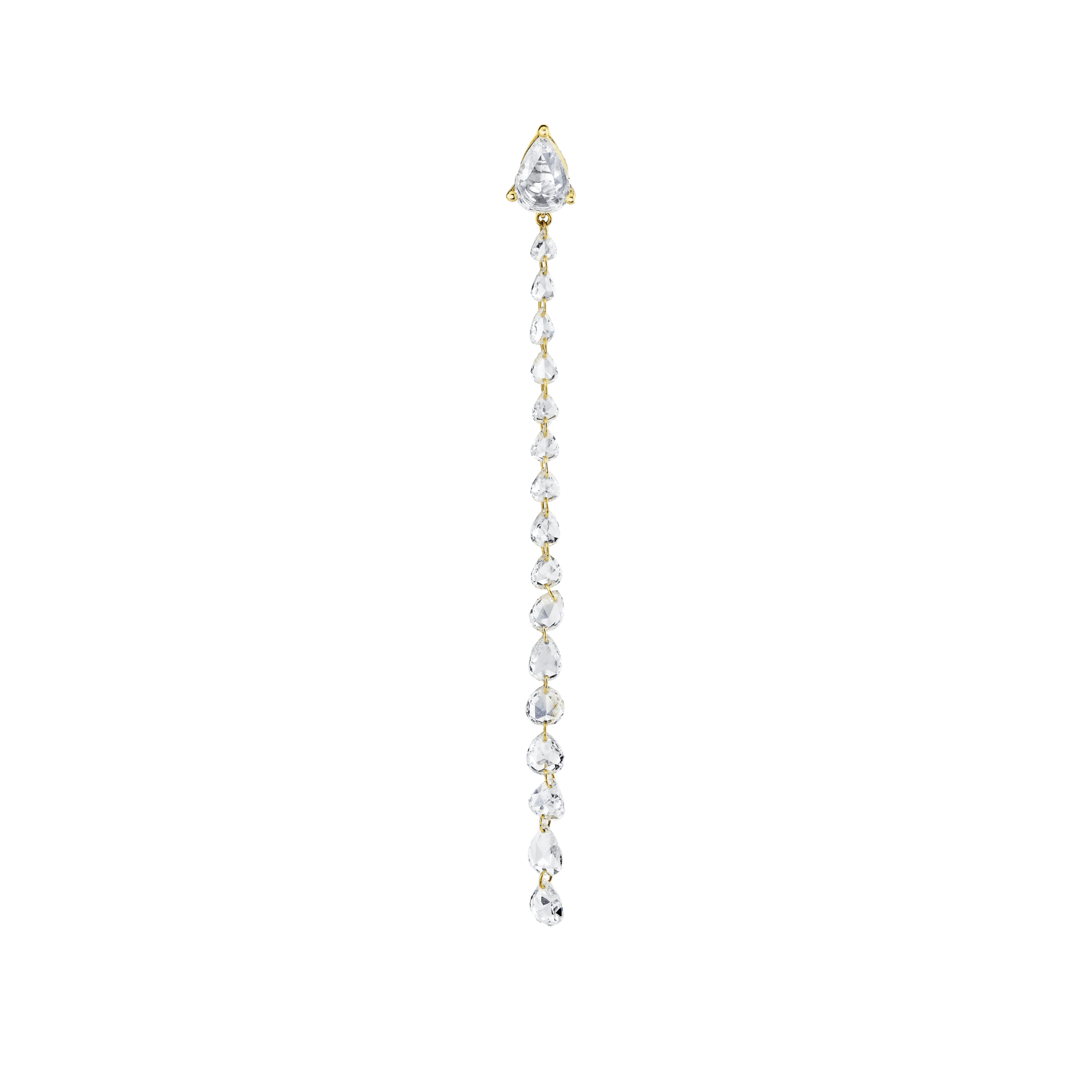 Eau de Rose Cut Diamond Iris Double Drop Earrings - Fronts Yellow Gold Single by Logan Hollowell Jewelry