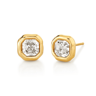 Asscher Diamond River Studs | Ready to Ship Yellow Gold   by Logan Hollowell Jewelry